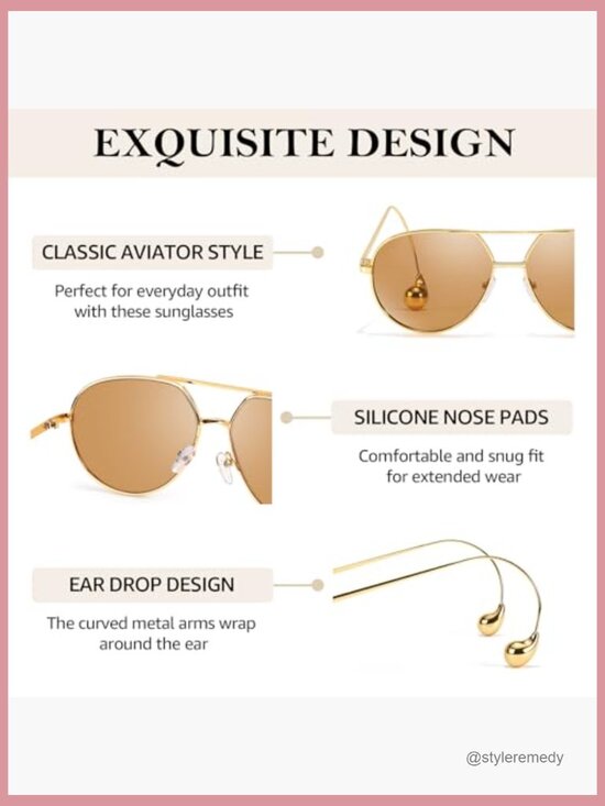 Oversized Aviator Sunglasses with UV400 Protection, Adjustable Metal Temples main image 5